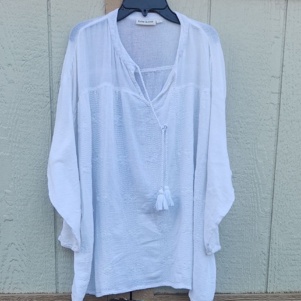 Roller Rabbit Coastal Rich Mom Hampton‎ Fresh Beach Cotton White Airy Chic M